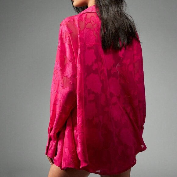 Hot Pink Chic Women's Chiffon 2 piece top and shorts Co-Ord Set - Picture 2 of 6